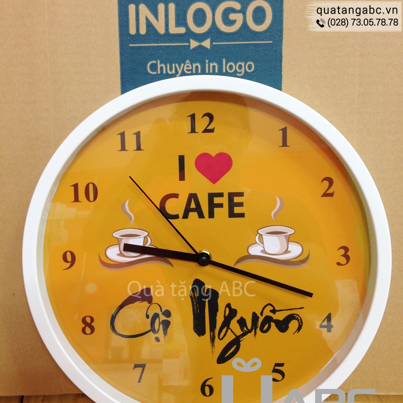 Đồng hồ quảng cáo của I LOVE CAFE đặt in tại INLOGO