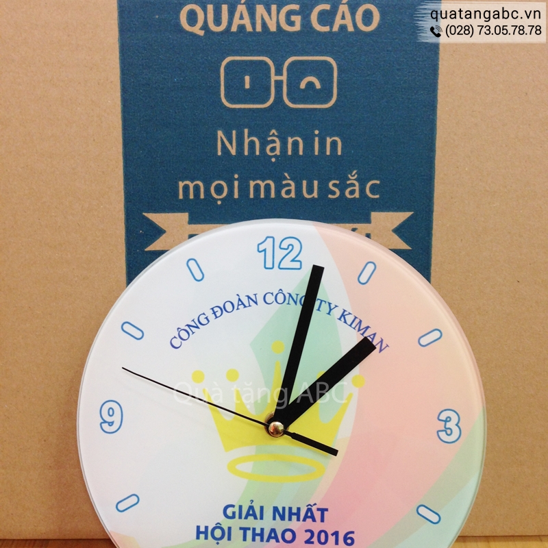 Đồng hồ quảng cáo của công ty KIM AN đặt in tại INLOGO