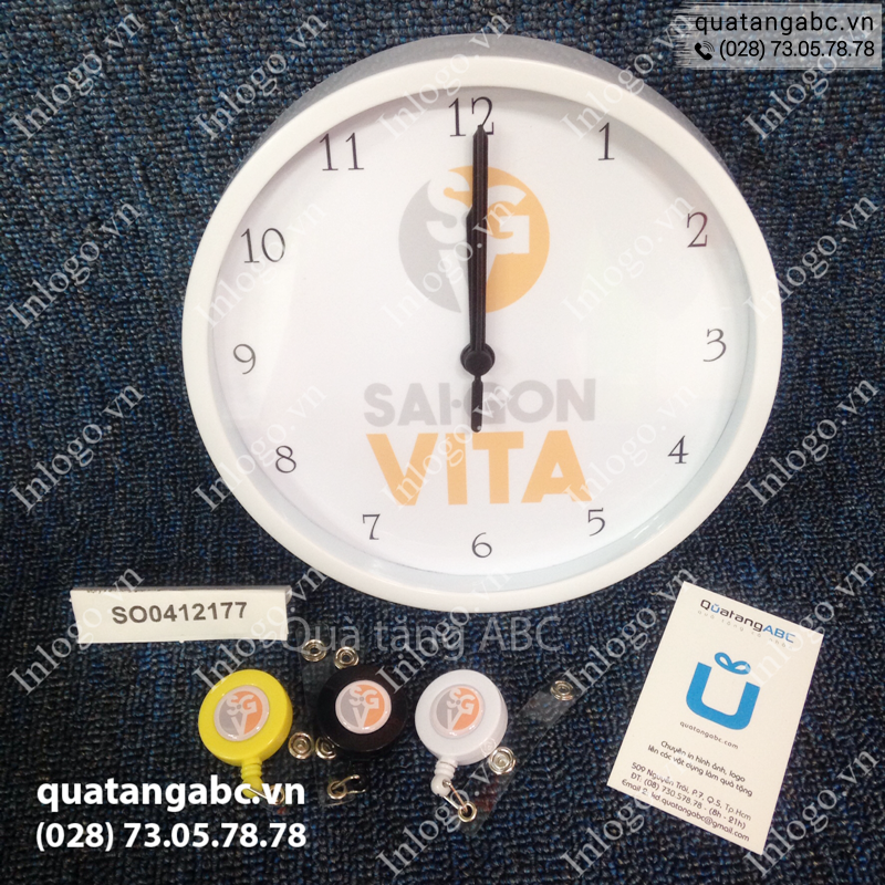 Đồng hồ in logo của công ty Sài Gòn Vita